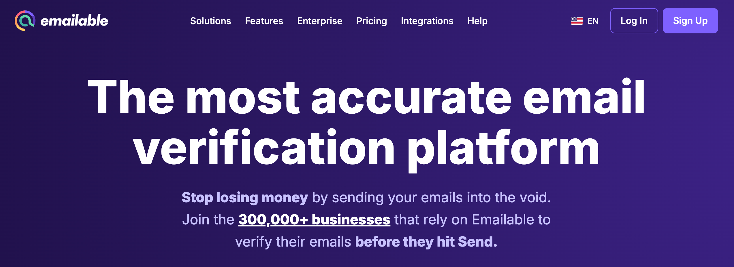 Emailable email verification homepage