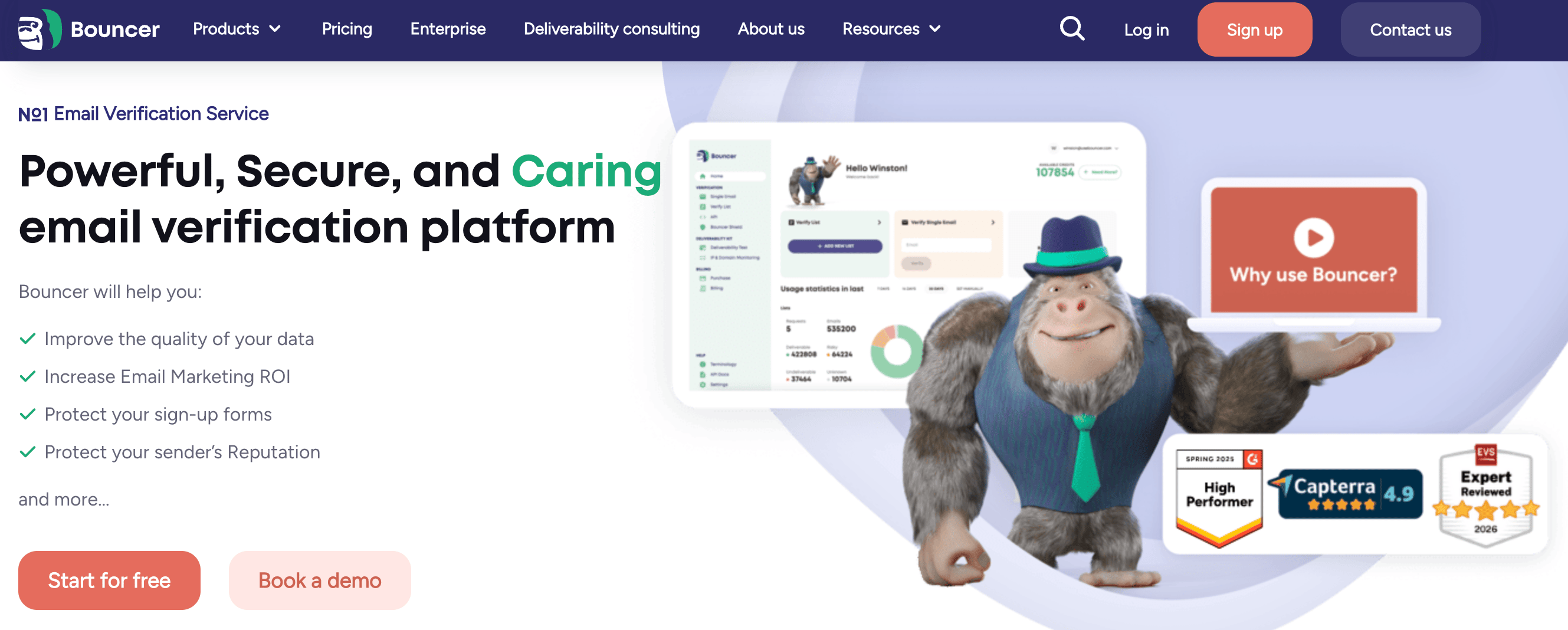 Bouncer email verification homepage