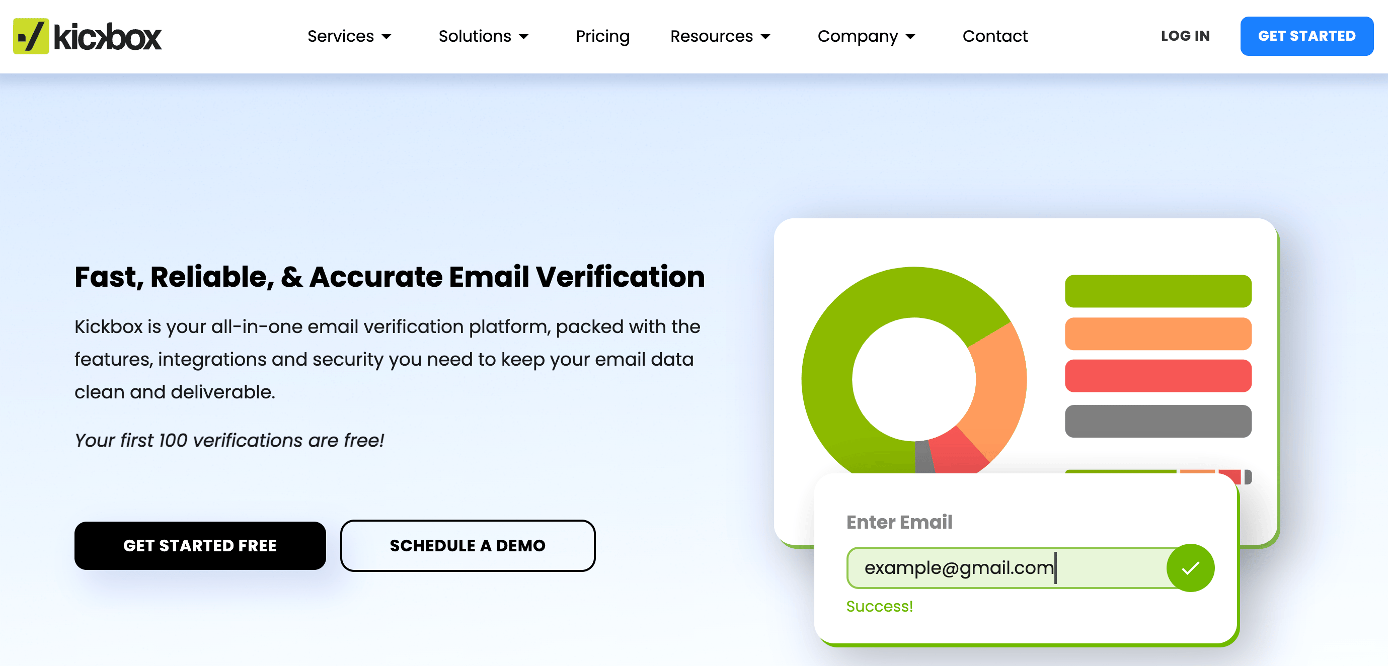 Kickbox email verification homepage