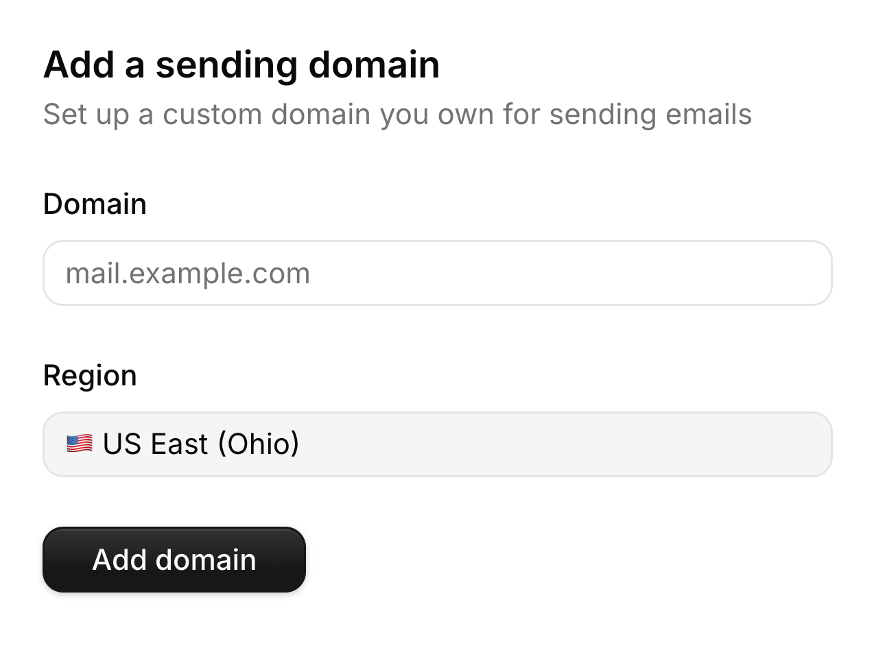 Add domain form